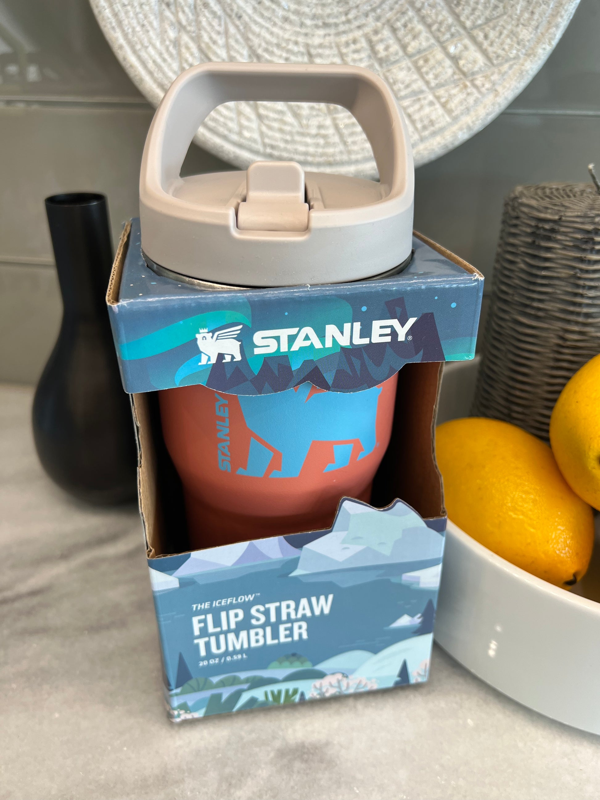 Stanley The IceFlow Flip Straw 20 oz. Tumbler, Grapefruit Cub